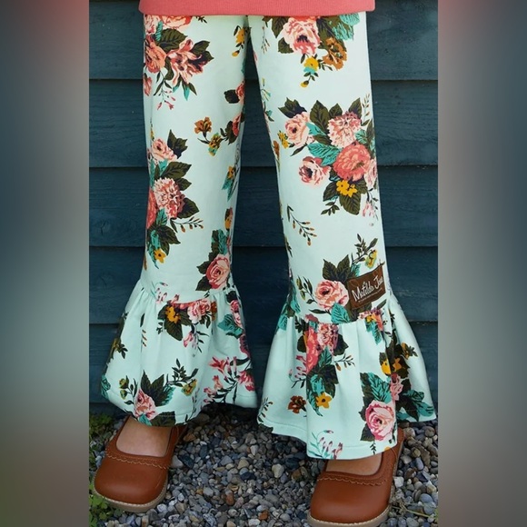 Matilda Jane Other - Girls size 8 Matilda Jane “Big Ruffle Pants” mint floral print